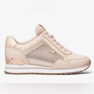 Michael Michael Kors Maddy Mixed-Media Soft Pink Trainers 7US 5IK 38EU